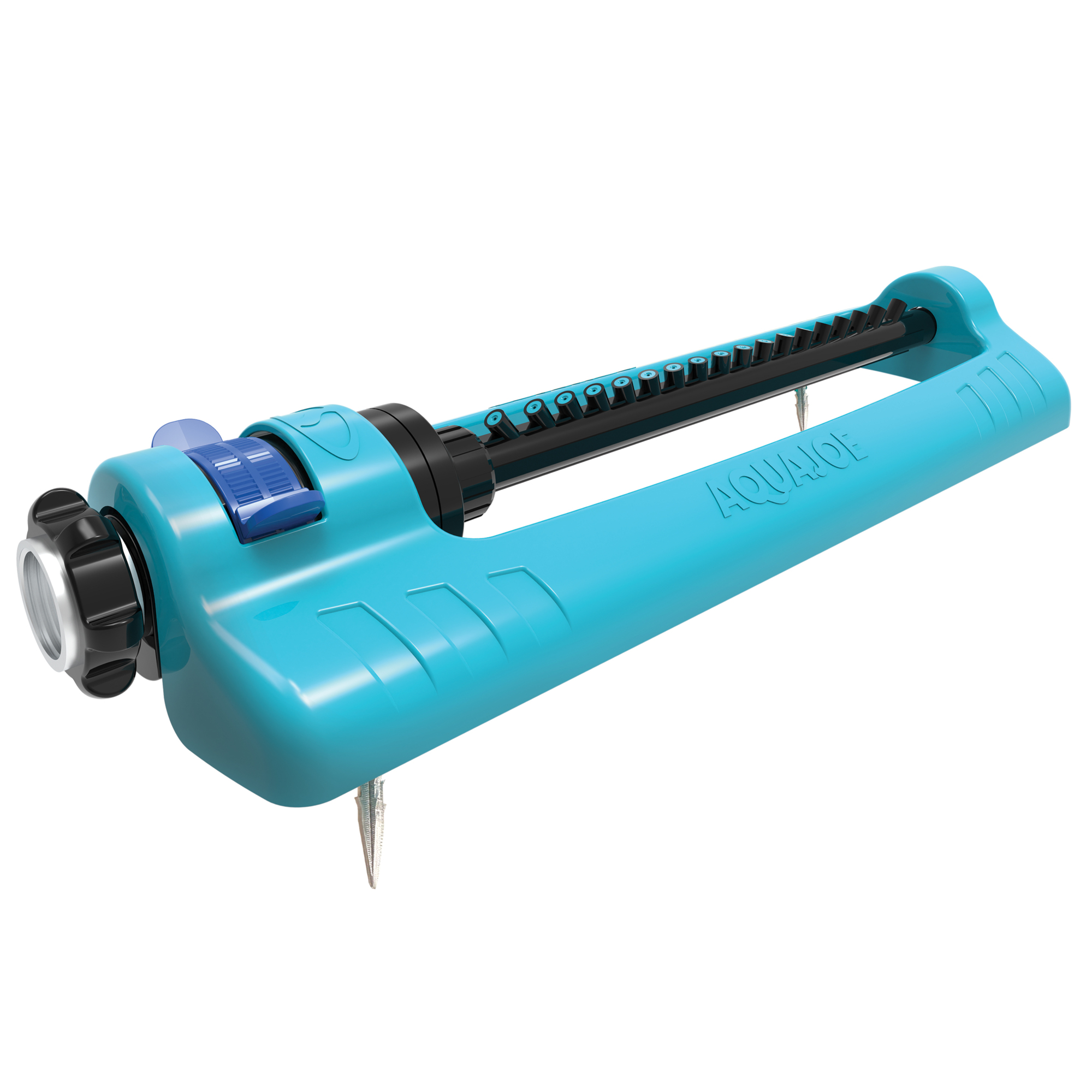 Aqua Joe Oscillating Sprinkler — Adjustable Spray Position, 18 Nozzle Heads, 3,700 Sq. Ft. Max Coverage, Metal Ground Spike, Model# SJI-OMS18-SPK